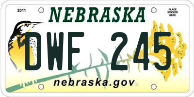 NE license plate DWF245