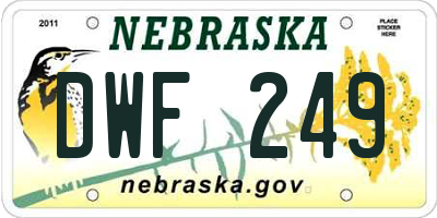 NE license plate DWF249
