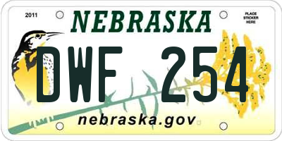 NE license plate DWF254