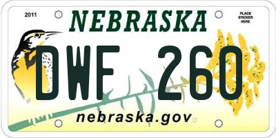 NE license plate DWF260