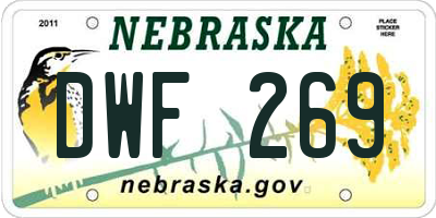 NE license plate DWF269
