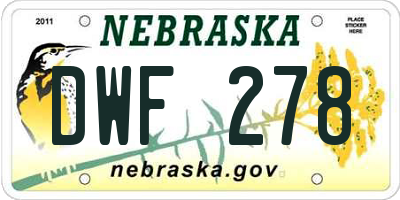 NE license plate DWF278