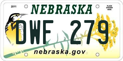 NE license plate DWF279