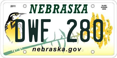 NE license plate DWF280