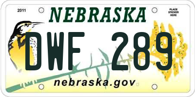 NE license plate DWF289