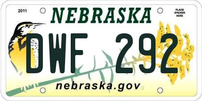 NE license plate DWF292