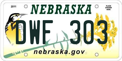 NE license plate DWF303