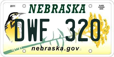 NE license plate DWF320