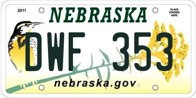 NE license plate DWF353