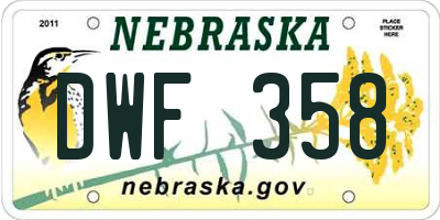 NE license plate DWF358