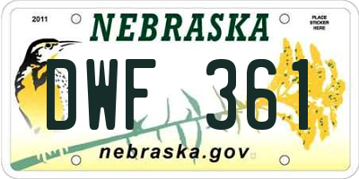 NE license plate DWF361