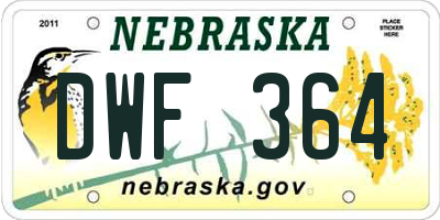 NE license plate DWF364