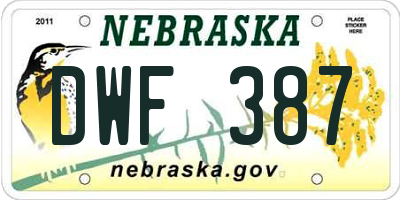 NE license plate DWF387