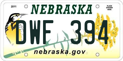 NE license plate DWF394