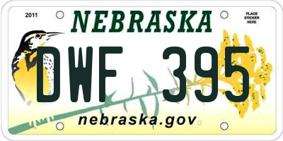 NE license plate DWF395