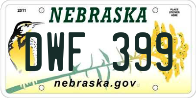 NE license plate DWF399