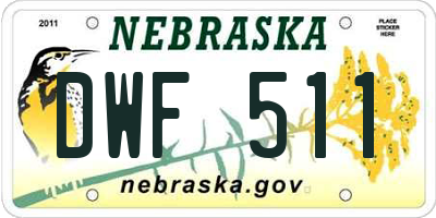 NE license plate DWF511