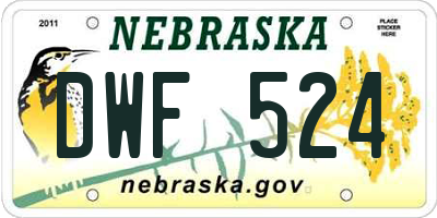 NE license plate DWF524