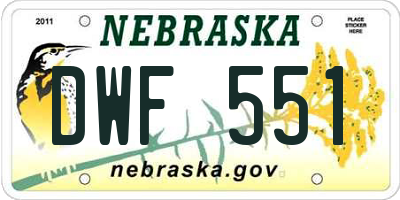 NE license plate DWF551