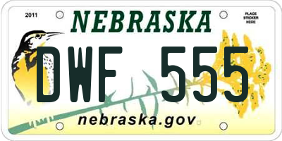 NE license plate DWF555