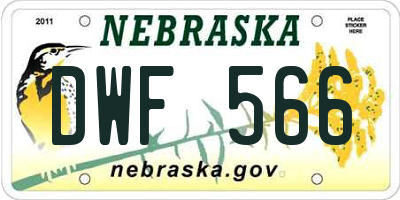 NE license plate DWF566