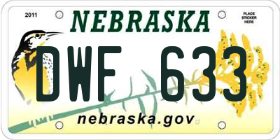 NE license plate DWF633