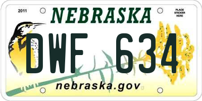 NE license plate DWF634