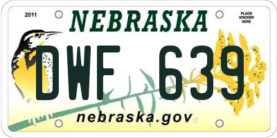 NE license plate DWF639