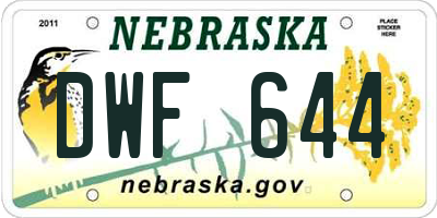 NE license plate DWF644