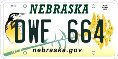 NE license plate DWF664
