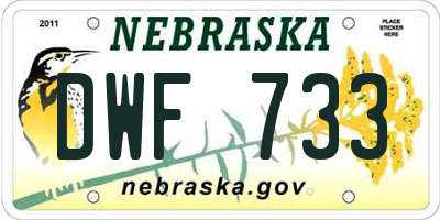 NE license plate DWF733
