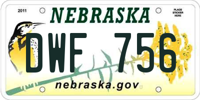 NE license plate DWF756