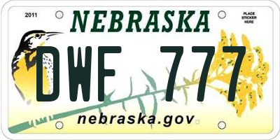 NE license plate DWF777