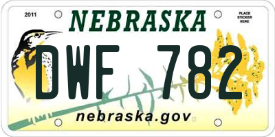 NE license plate DWF782