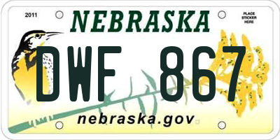 NE license plate DWF867