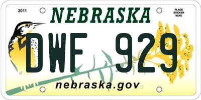 NE license plate DWF929
