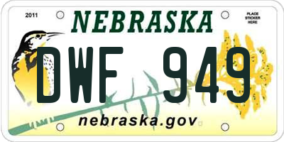NE license plate DWF949
