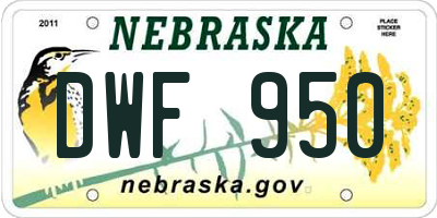 NE license plate DWF950