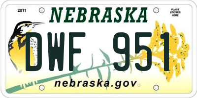NE license plate DWF951