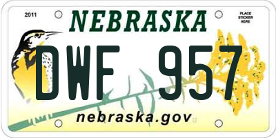 NE license plate DWF957