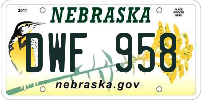 NE license plate DWF958