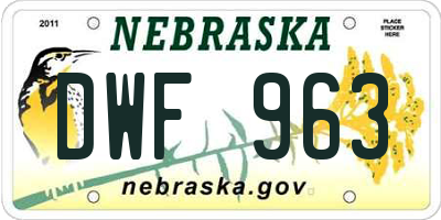NE license plate DWF963