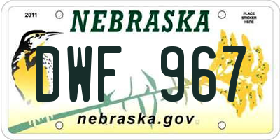 NE license plate DWF967