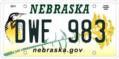 NE license plate DWF983