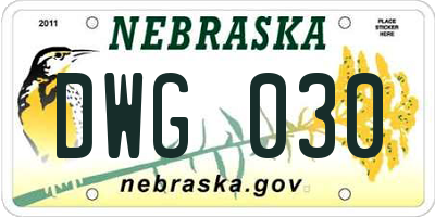 NE license plate DWG030