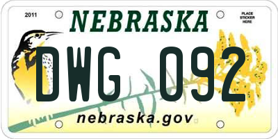 NE license plate DWG092