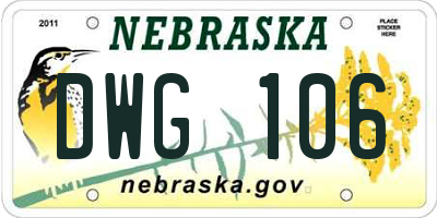 NE license plate DWG106