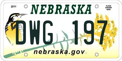 NE license plate DWG197