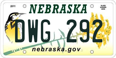 NE license plate DWG292
