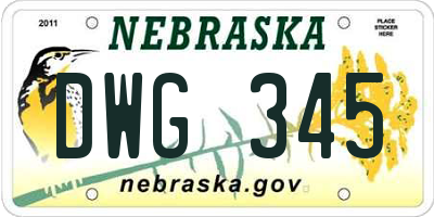 NE license plate DWG345